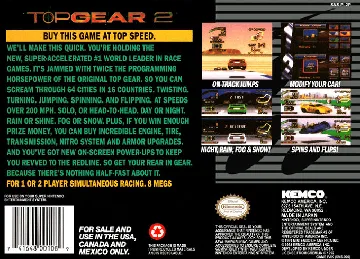 Top Gear 2 (USA) box cover back